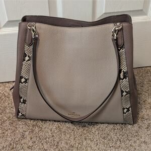 Kate Spade Jackson Large Triple Compartment Tote In Mixed Media Snake Print